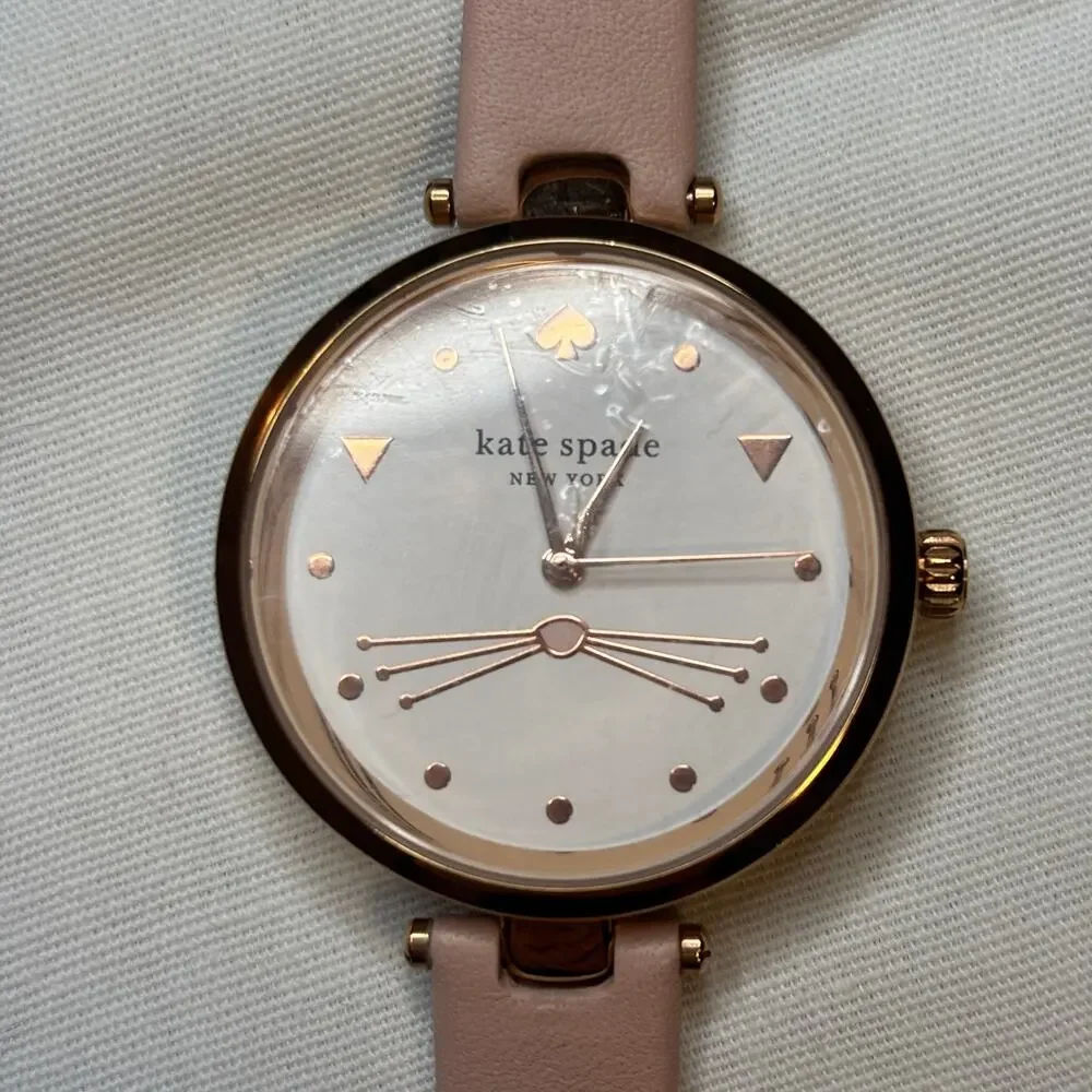 KATE‎ SPADE HOLLAND WOMEN'S ROSE GOLD PINK LEATHER CAT KSW9049